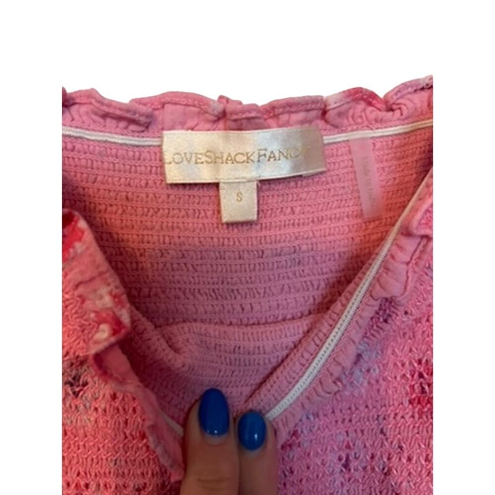 LoveShackFancy Miri Dress in Coral Blaze Pink Small Womens Midi Floral - Picture 6 of 8